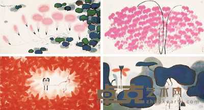 陈家泠 繁花似锦（四幅） 镜心 96×179cm×4